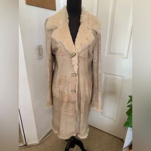 Vintage Guess Fur Rabbit Long Coat || Large